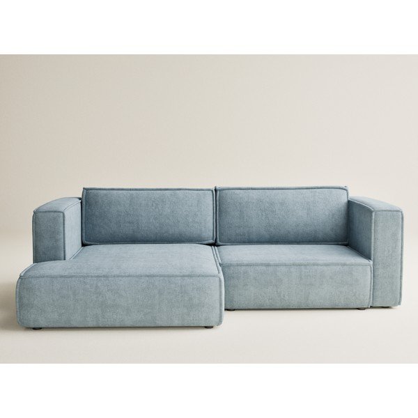 Svijetlo plava sklopiva/s prostorom za odlaganje kutna garnitura od šenila (s lijevim kutom/s ležaljkom) Velto – Maison de Rêve-image-2