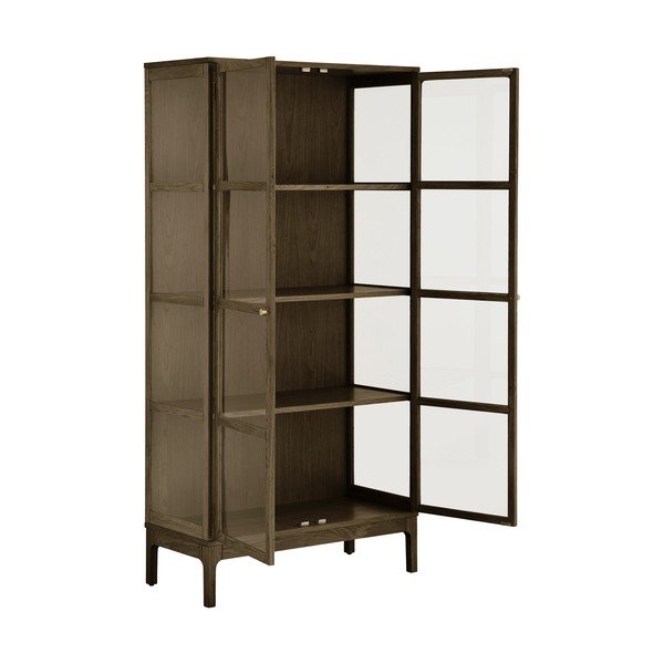 Tamno smeđa vitrina u dekoru hrasta 90x180x40 cm Zamora – House Nordic-image-4