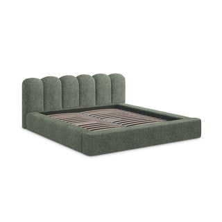 Zeleni tapecirani bračni krevet s prostorom za odlaganje s podnicom 180x200 cm Mano – Makamii