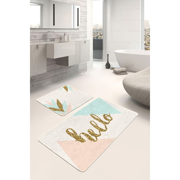 Krem/u zlatnoj boji od samta kupaonske prostirke u setu 2 kom 60x100 cm Hello – Mila Home-image-1