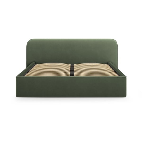 Zeleni tapecirani bračni krevet s prostorom za odlaganje s podnicom 160x200 cm Elizabeth – Micadoni -image-3