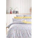 Žuta /siva posteljina za bračni krevet/za produženi krevet od renforce pamuka s uključenom plahtom/4-dijelna 200x220 cm – Mila Home