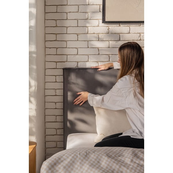 Sivi tapecirani bračni krevet s podnicom i prostorom za odlaganje 160x200 cm Thessa Bold – Bonami Selection-image-3