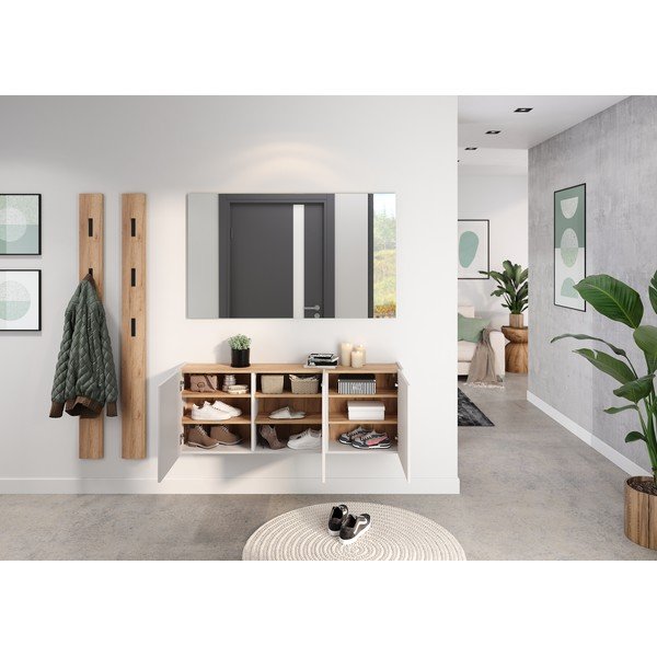 Krem viseći ormarić u dekoru hrasta 138x52x25 cm Libbiano – Germania-image-4