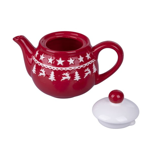 Crveno-bijeli božićni keramički čajnik 520 ml Xmas - VDE Tivoli 1996
