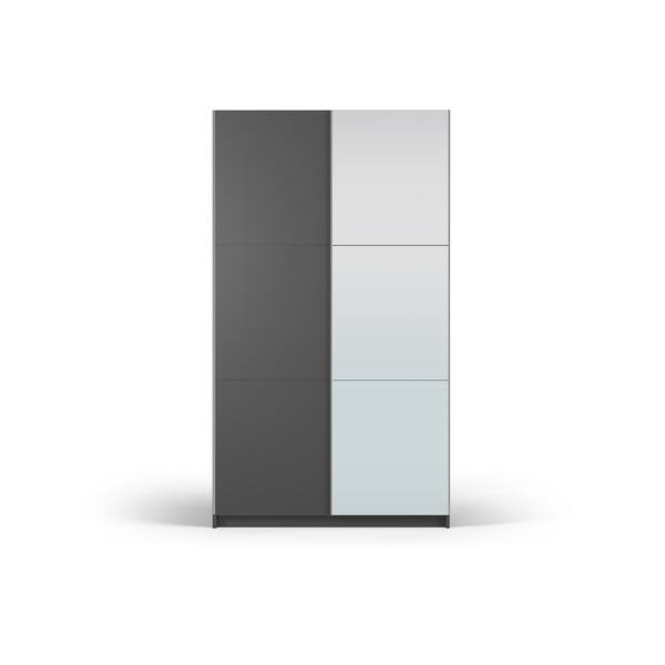 Tamno sivi ormar s ogledalom i kliznim vratima 122x215 cm Lisburn - Cosmopolitan Design