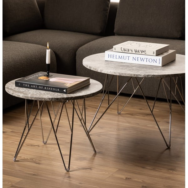Mramorni okrugli pomoćni stol ø 55 cm Prunus – Actona-image-1