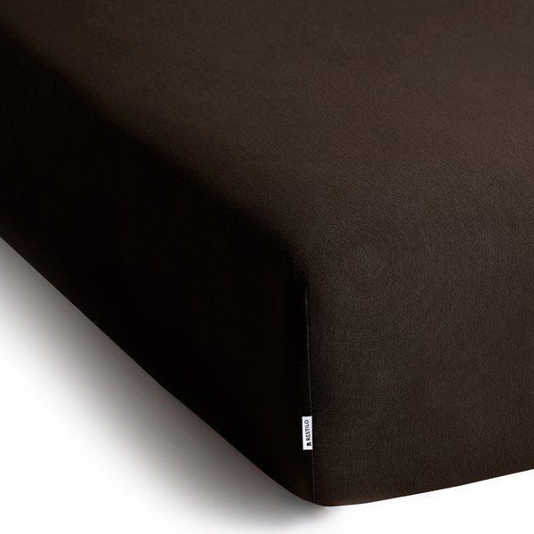 Tamno smeđa plahta s gumom od jeseya 160x200 cm Amber – Restilo-image-2