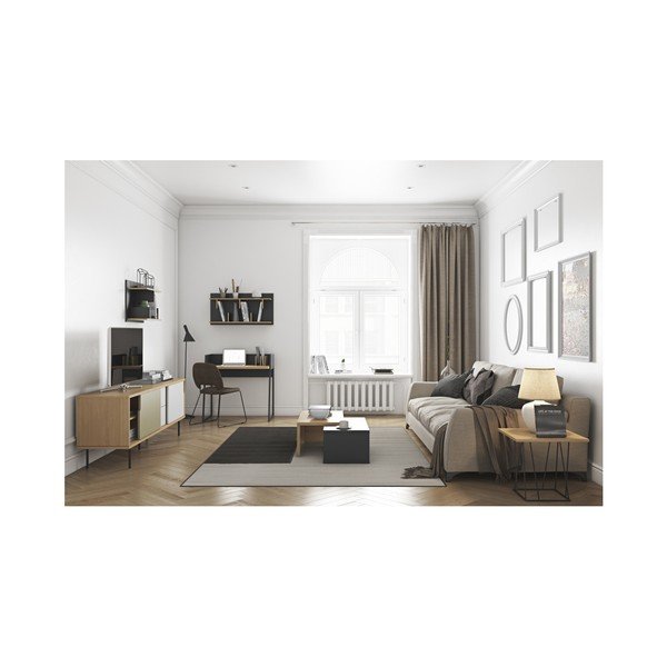 Crni sustav zidnih polica TemaHome Bern, 230 x 90 cm-image-1