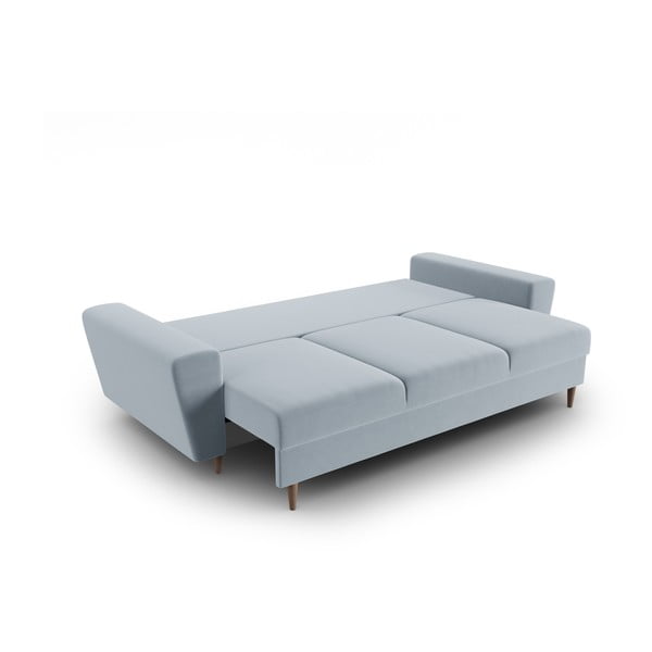 Svijetlo plava baršunasti sklopiva/s prostorom za odlaganje sofa 235 cm Kyoto – Cosmopolitan Design-image-2