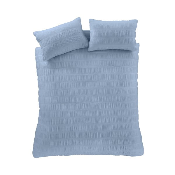 Plava posteljina za krevet za jednu osobu od krepa 135x200 cm Seersucker – Catherine Lansfield