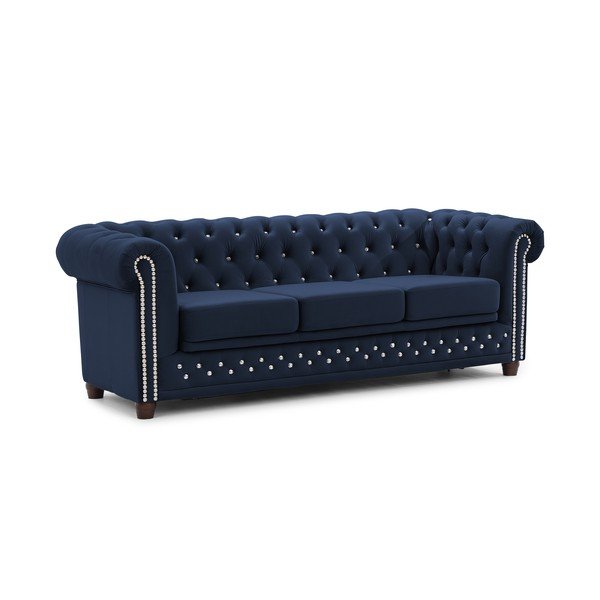 Plava baršunasti sklopiva sofa 203 cm York Blik – Ropez