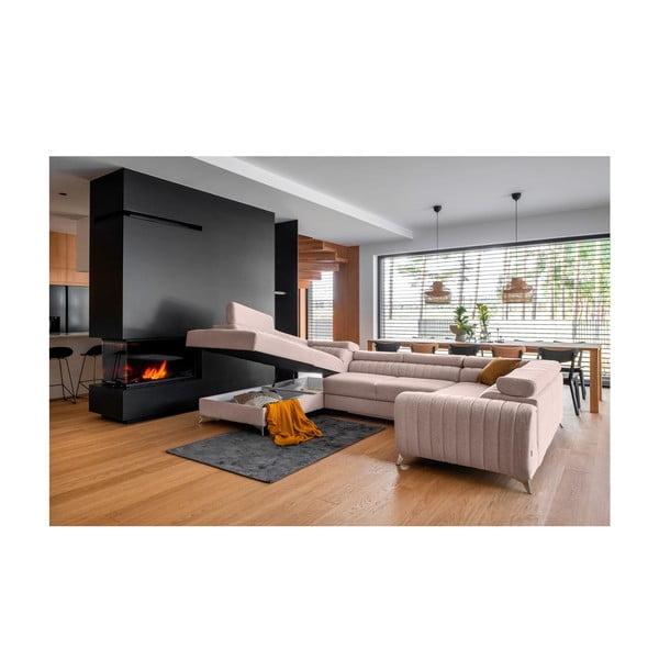 Ružičasta sklopiva/s prostorom za odlaganje kutna garnitura (s lijevim kutom/u obliku slova "U") Louis – ELTAP-image-2