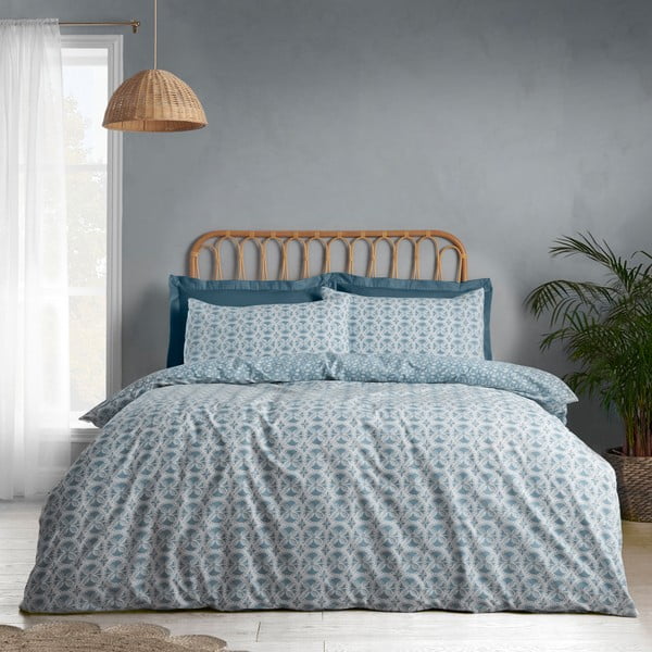 Plava posteljina za bračni krevet 200x200 cm Sardinia Mosaic Tile – Catherine Lansfield