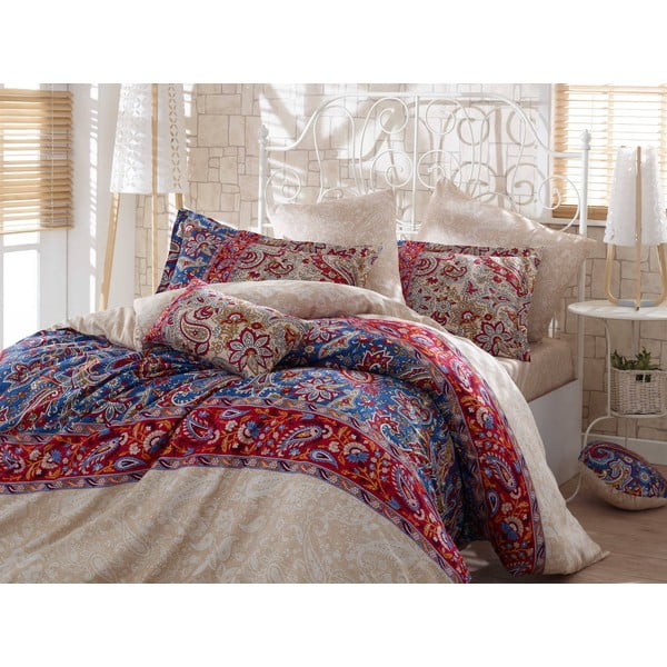 Posteljina s bračnim krevetom od pamučnog satena Caterina Derr, 200 x 220 cm
