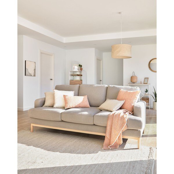 Siva sofa od bouclé tkanine 203 cm Mihaela – Kave Home-image-1