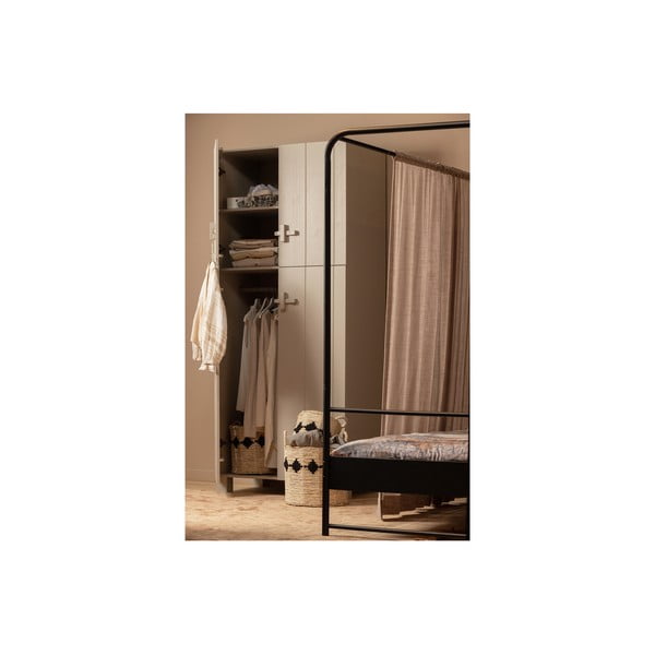 Svijetlo sivi ormar od masivnog bora 90x210x55 cm Mees – WOOOD-image-3