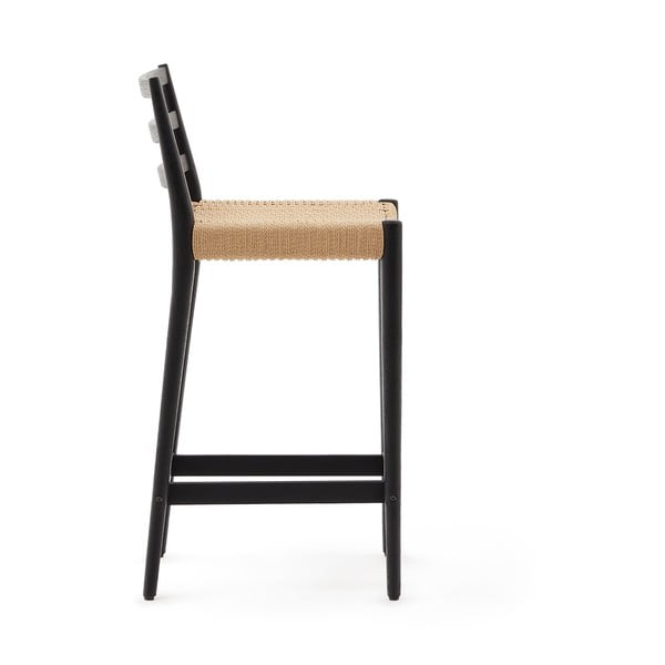 Crna/u prirodnoj boji barska stolica od punog hrasta (visine sjedala 70 cm) Analy – Kave Home-image-3