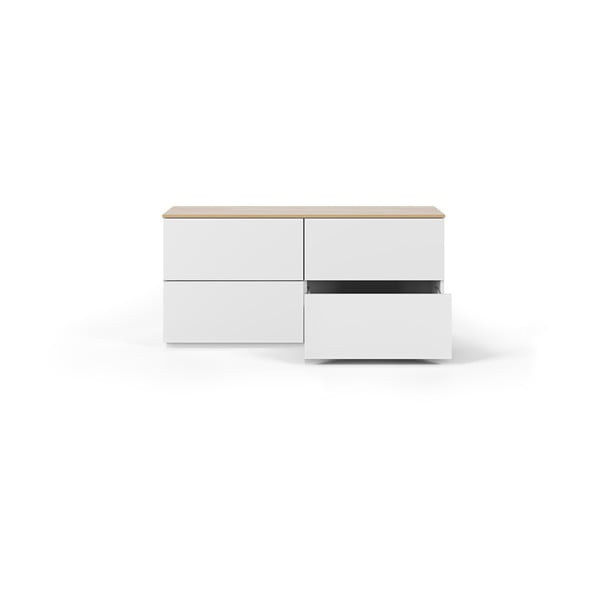 Bijela komoda s ladicama i pločom u dekoru hrasta TemaHome Join, 120 x 54 cm-image-3