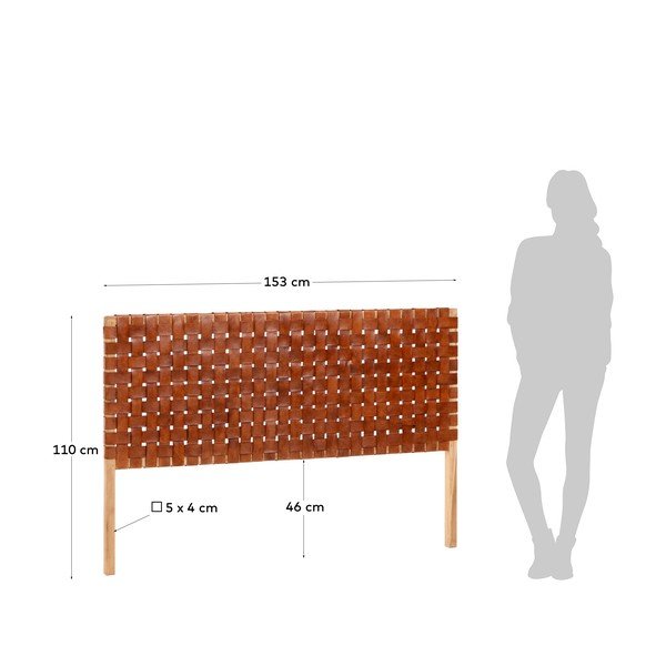 Uzglavlje kreveta od tikovine i kože Kave Home Calixta, 153 x 110 cm-image-4