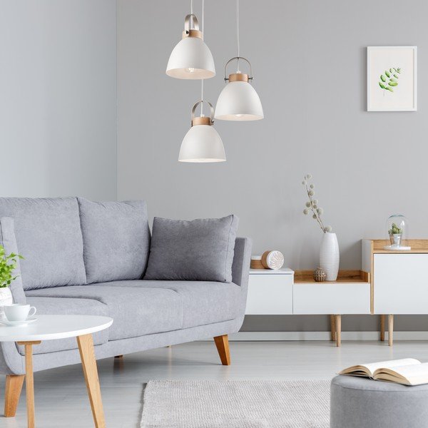 Bijela viseća svjetiljka s metalnim sjenilom ø 37 cm Danielle – LAMKUR-image-1