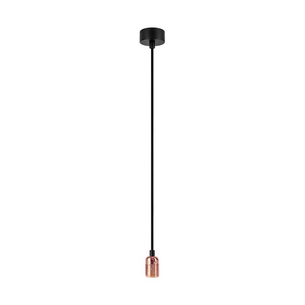 Crna viseća svjetiljka bez zaslona s grlom bakrene boje Sotto Luce Uno