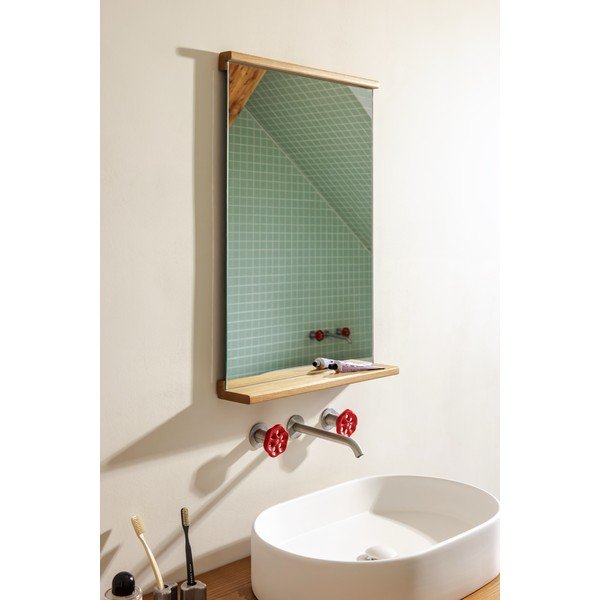 Zidno ogledalo s policom s okvirom od masivnog drveta 50x75 cm Lun – noo.ma-image-3