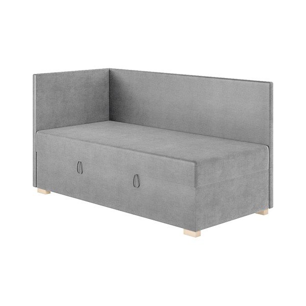 Sivi kutni dječji krevet s prostorom za pohranu s madracem 90x200 cm Flexi – Ghado-image-3