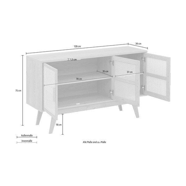 Niska komoda u dekoru hrasta u prirodnoj boji 128x75 cm Bridget – Støraa-image-4