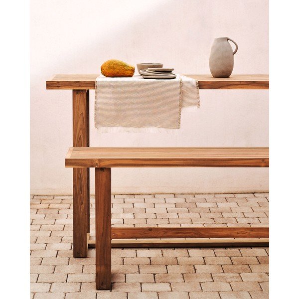 Vrtna klupa od masivnog drveta u prirodnoj boji Canadell – Kave Home-image-1