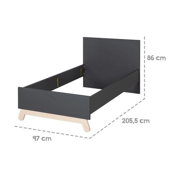 Crni dječji krevet 90x200 cm Jara – Roba-image-3