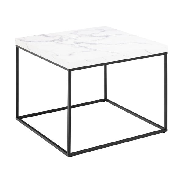Bijeli stolić za kavu s pločom stola u mramornom dekoru 60x60 cm Barossa – Actona-image-3