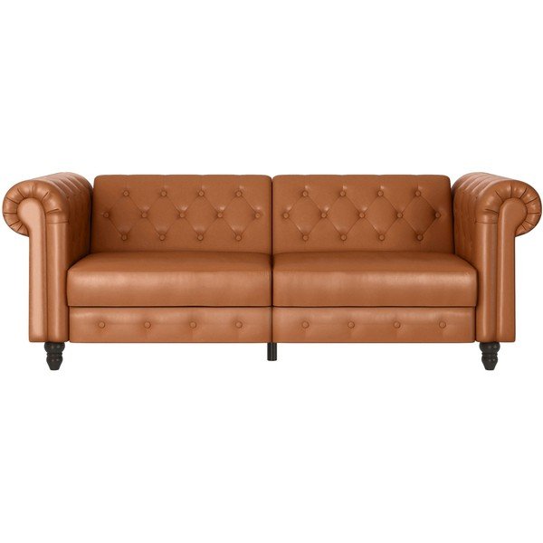 Konjak smeđa sklopiva sofa od imitacije kože 236 cm Felix – Støraa