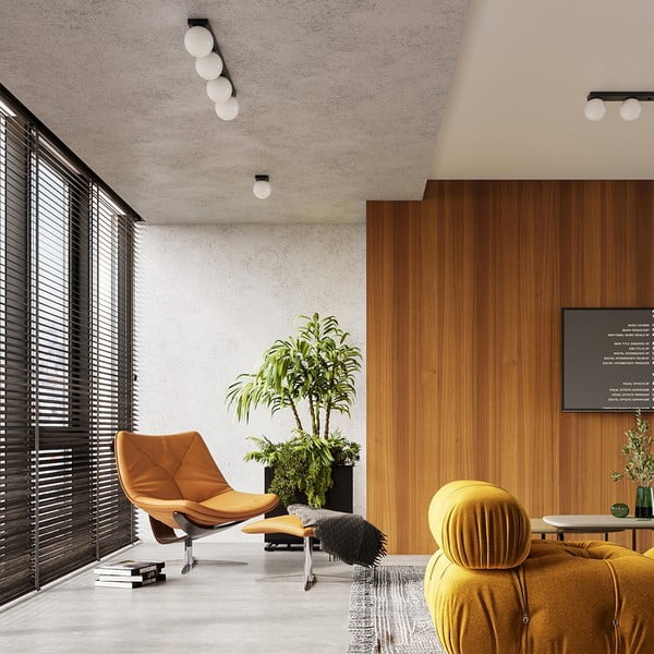 Crna stropna svjetiljka sa staklenim sjenilom ø 12 cm Umerta – Sollux-image-1