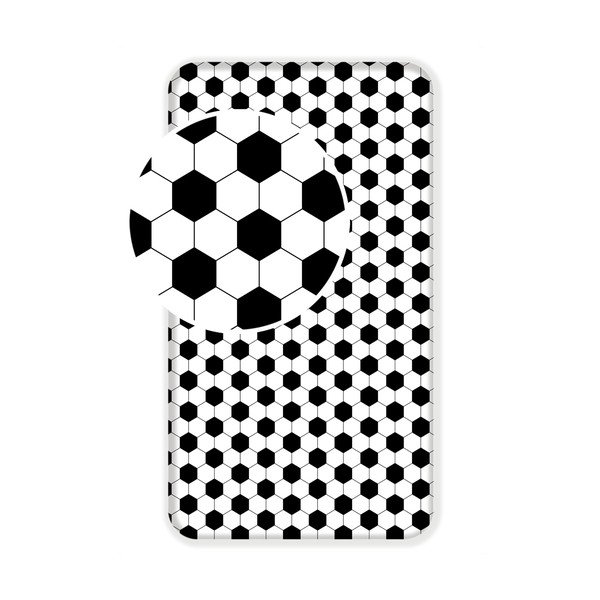 Crno-bijela pamučna dječja plahta s gumom za krevet za jednu osobu 90x200 cm Football – Jerry Fabrics