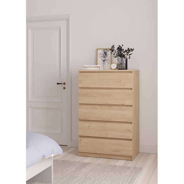 Komoda u dekoru hrasta u prirodnoj boji 77x121x50 cm Naia – Tvilum-image-1