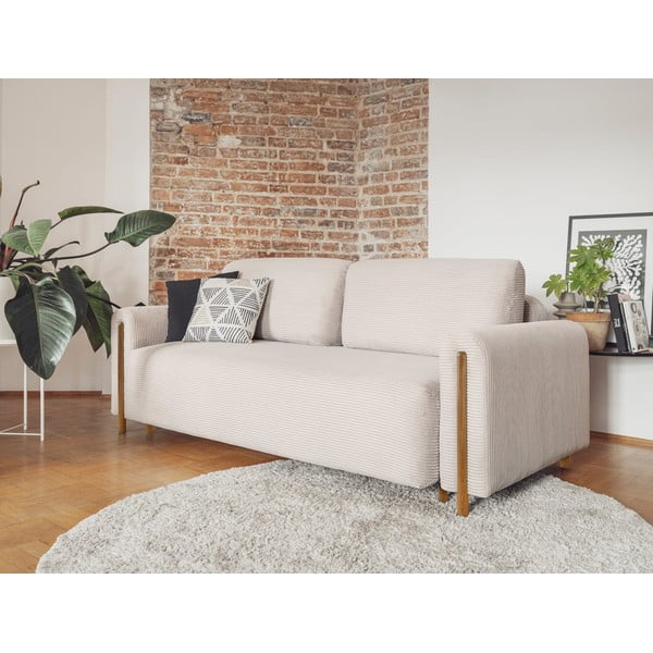 Bež sklopiva/s prostorom za odlaganje sofa od samta 244 cm Arcadova – ELTAP-image-3
