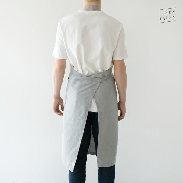 Svijetlosiva lanena pregača Linen Tales Chef, duljina 100 cm-image-2