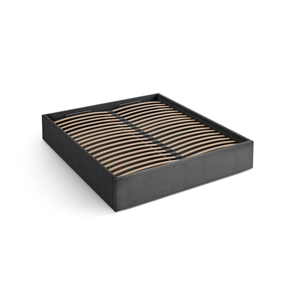 Antracitno sivi tapecirani bračni krevet s prostorom za odlaganje/bez uzglavlja s podnicom 180x200 cm Susan – Micadoni 