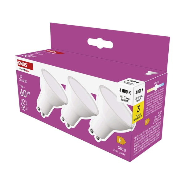 Neutralne LED žarulje u setu 3 kom GU10, 7 W – EMOS-image-3