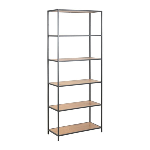 Crni/u prirodnoj boji regal u dekoru hrasta 77x185 cm Seaford – Actona-image-1