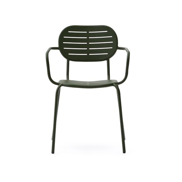 Tamno zelena metalna vrtna stolica Brai – Kave Home-image-2