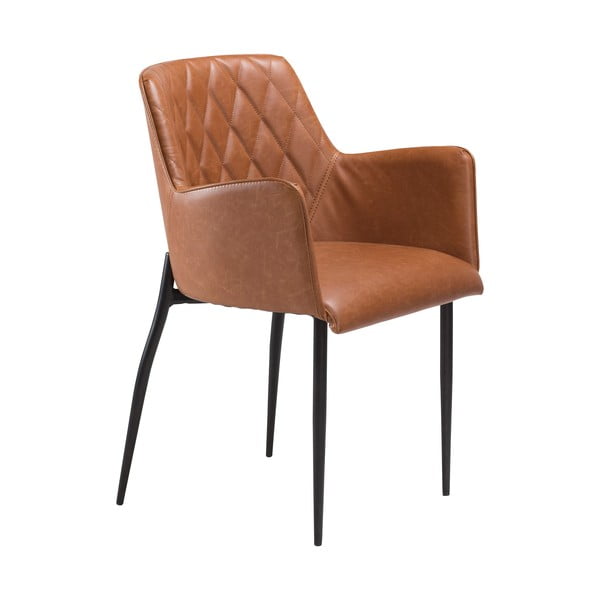 Smeđa trpezarijska stolica od eko kože s naslonima za ruke DAN-FORM Denmark Rombo Faux