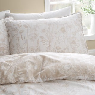 Bež flanelska posteljina za krevet za jednu osobu 135x200 cm Floral Toile – Bianca
