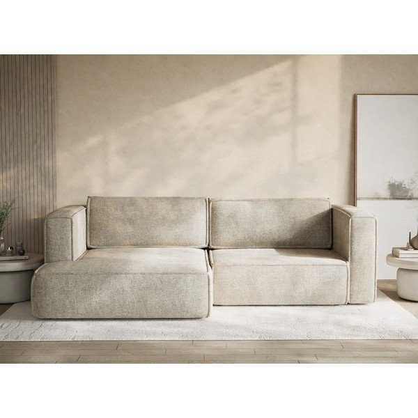 Bež sklopiva/s prostorom za odlaganje kutna garnitura od šenila (s lijevim kutom/s ležaljkom) Velto – Maison de Rêve-image-1