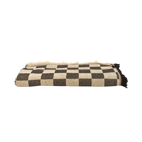 Crni/bež prekrivač za bračni krevet 240x240 cm Black Checkerboard – Really Nice Things-image-2