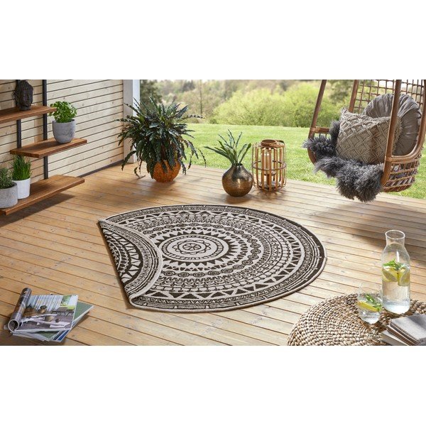 Crno-krem vanjski tepih NORTHRUGS Coron, ø 140 cm-image-3