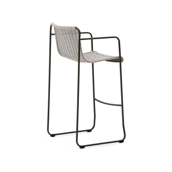 Prljavo zelena metalna vrtna barska stolica Maurina – Kave Home-image-4