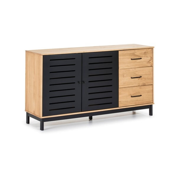 Komoda s drvenom konstrukcijom i crnim detaljima Marckeric Alessia, širina 141 cm-image-2