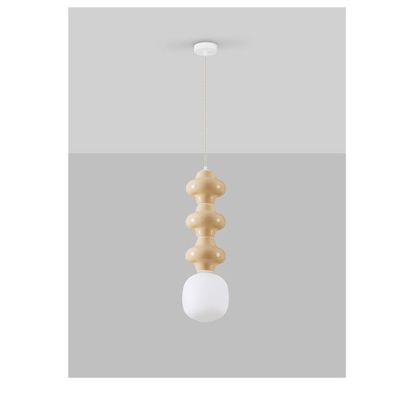 Bijela/krem viseća svjetiljka keramička sa staklenim sjenilom ø 18 cm Clio – Nova Luce-image-3